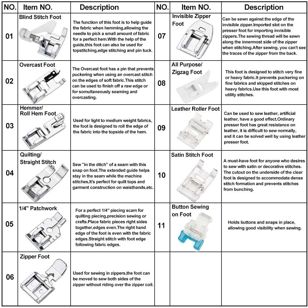 11-teiliges Nähfüßchen-Set - T – Sewing Expert Bewertung und Preis